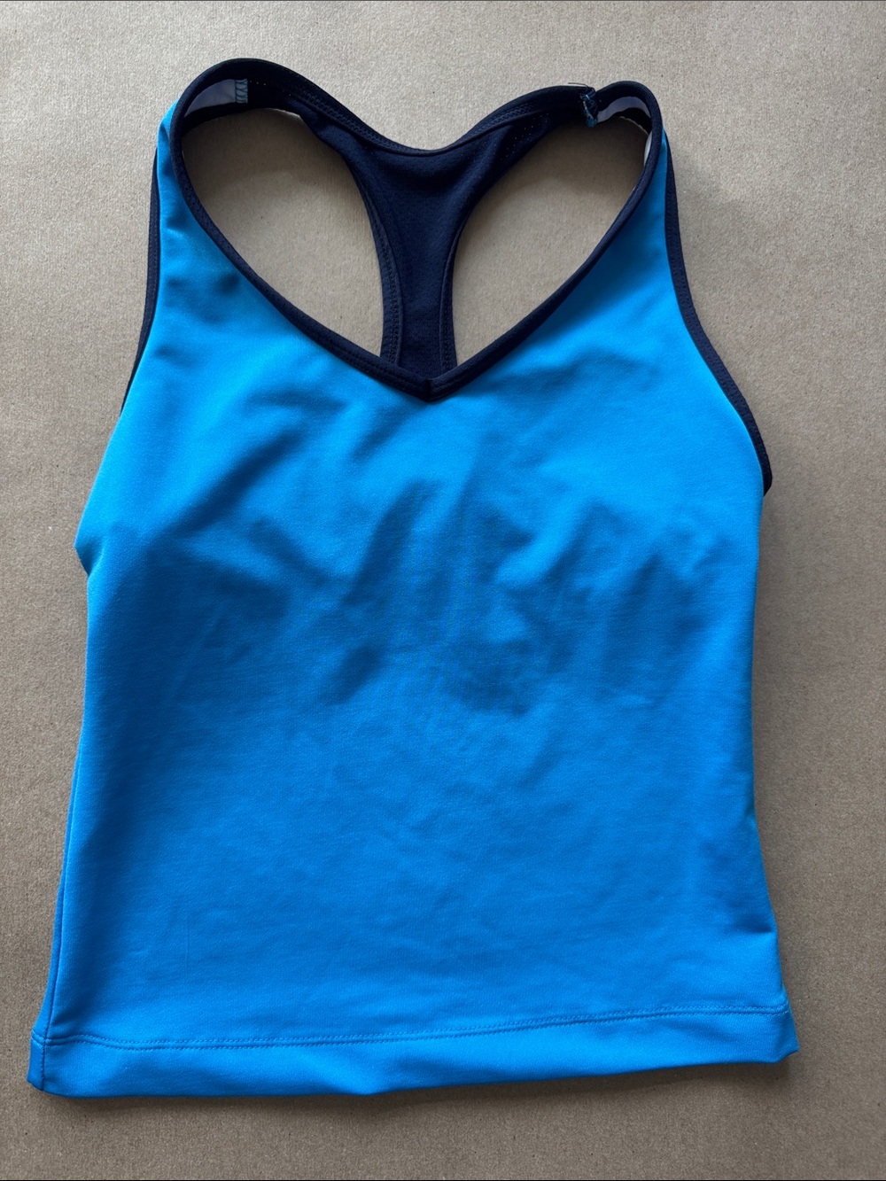 Maidenform Blue Racerback Sports Tank with Navy Trim